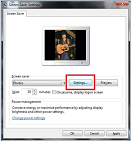 Windows 7 Personalization, Screen Saver Settings